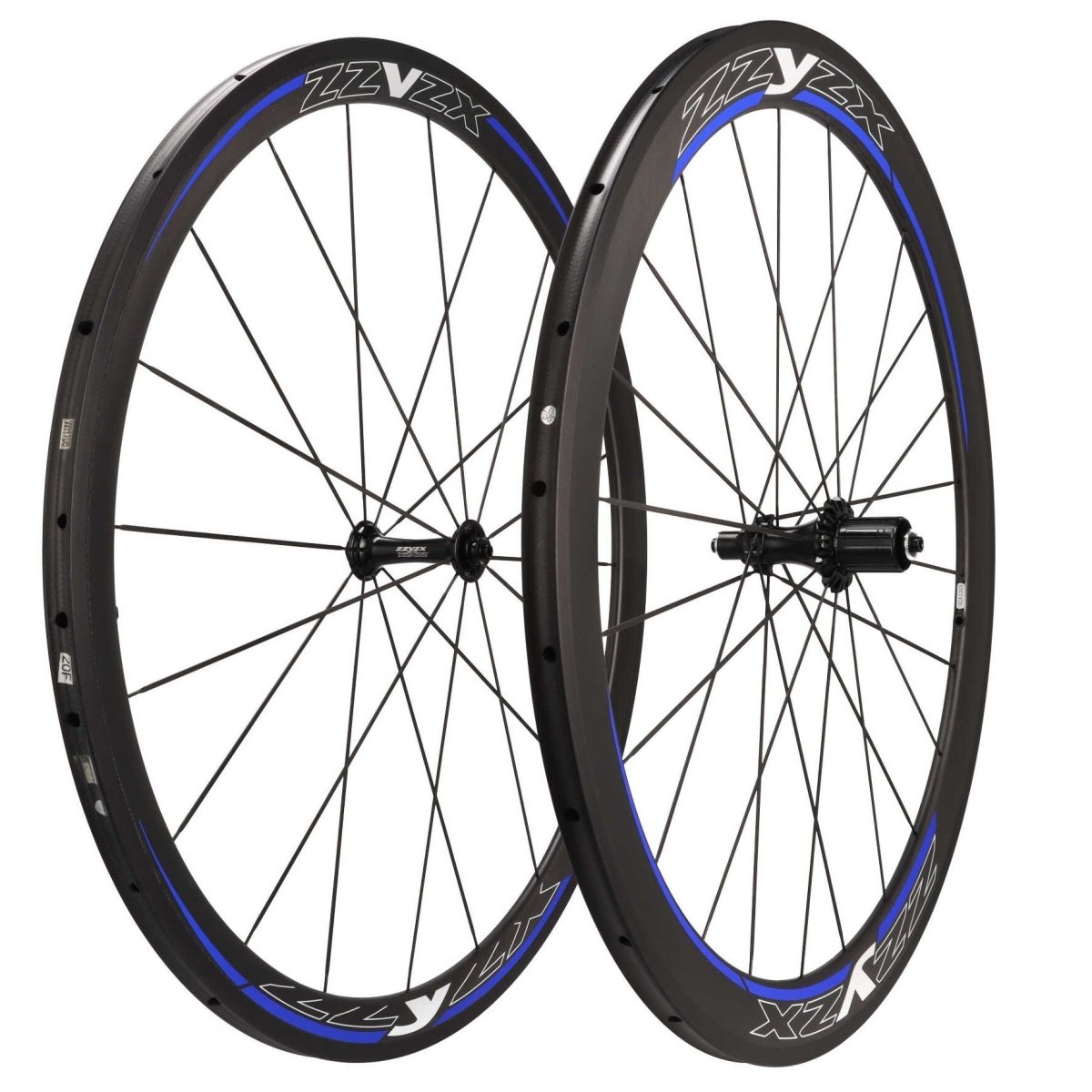 ZZYZX Carbon Laufradsatz Tubular 28" | Felgenbremsen | Shimano HG Freilauf | Schwarz Blau - RAAAD.de
