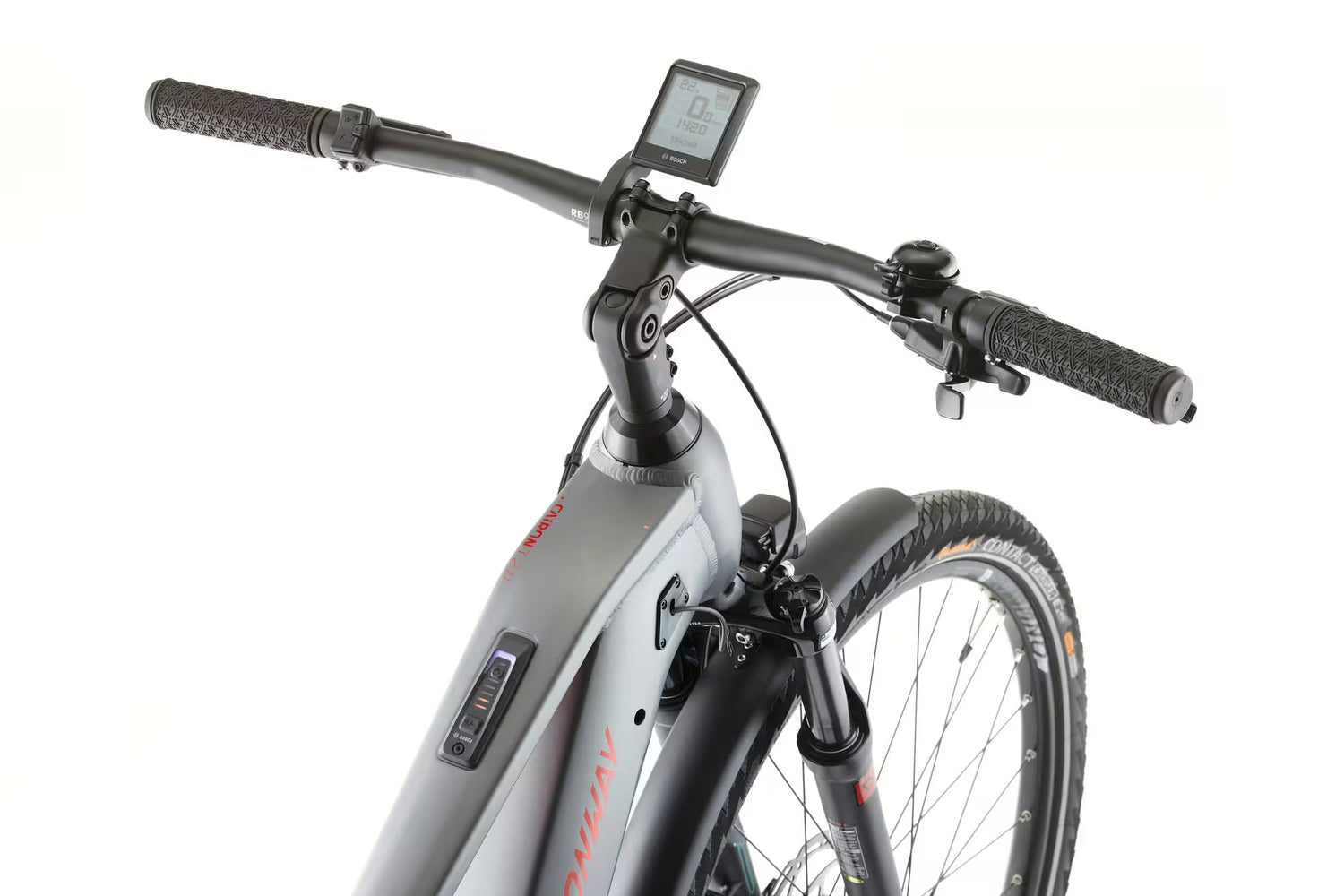 Conway Cairon T2.0 500 | Bicicletă electrică de trekking | 9 viteze | Motor Bosch 250W | Gri/Roșu (model 2023)