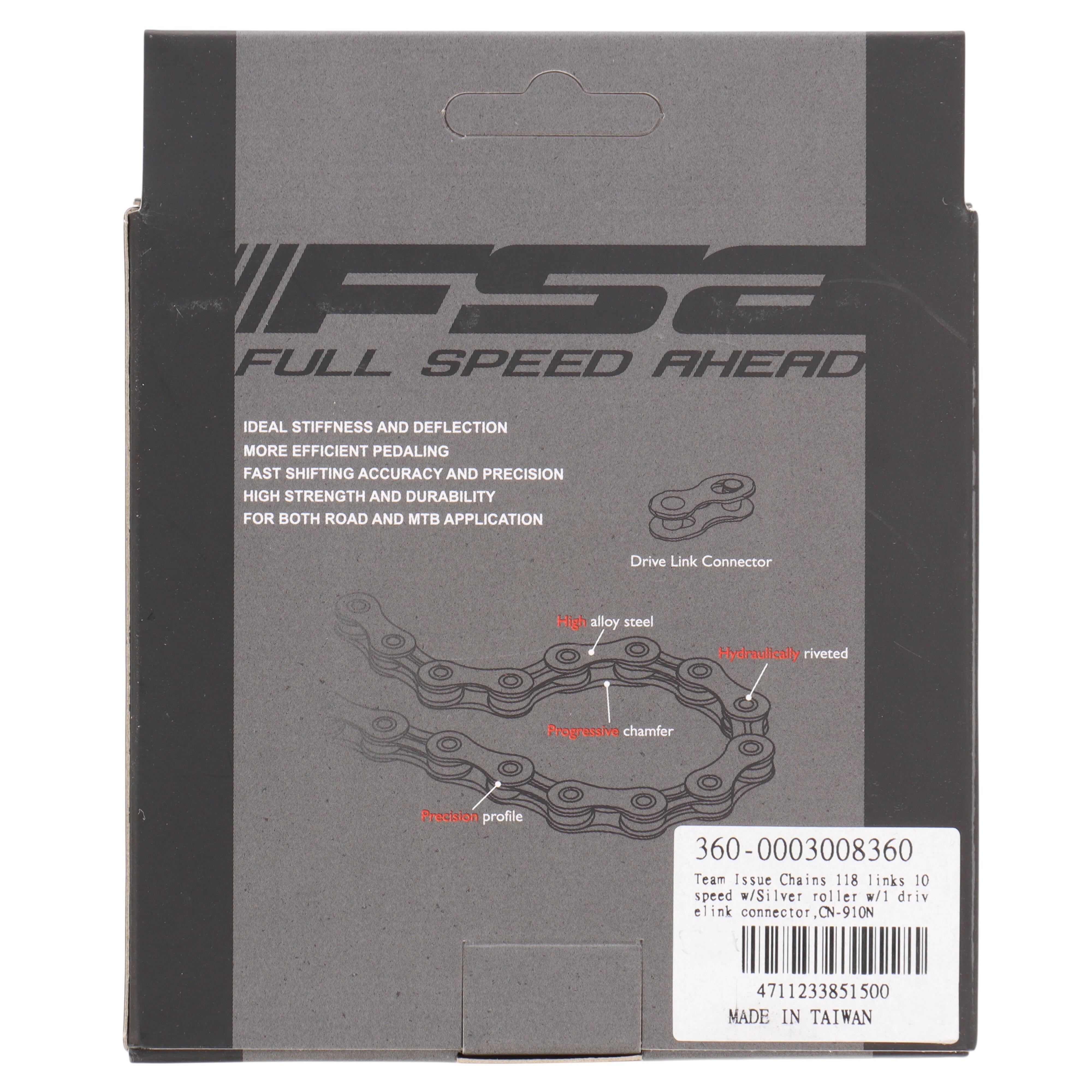 FSA Team Issue CN-910N Fahrradkette | 10-fach | 116 Glieder | Shimano / SRAM / FSA | Road & MTB