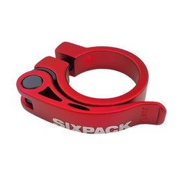 Clemă tijă de șa Sixpack Menace 34,9 mm roșie cu eliberare rapidă