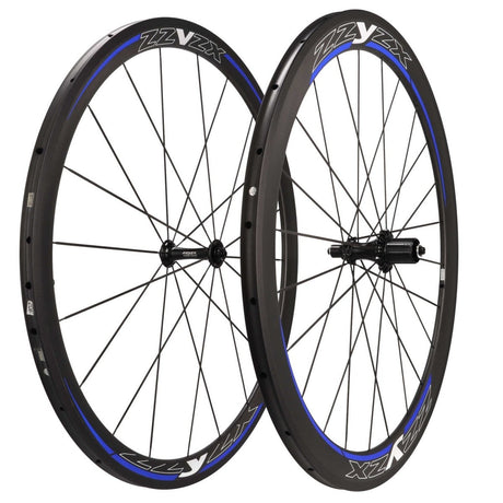 ZZYZX Carbon Laufradsatz Tubular 28" | Felgenbremsen | Schnellspanner | Shimano HG Freilauf | Schwarz Blau - RAAAD.de