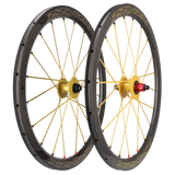 ZZYZX Laufradsatz 45 mm Aero | Tubular Schlauchreifen | 28" Disc | SRAM XDR Freilauf | Schwarz glänzend mit goldenen Speichen - RAAAD.de