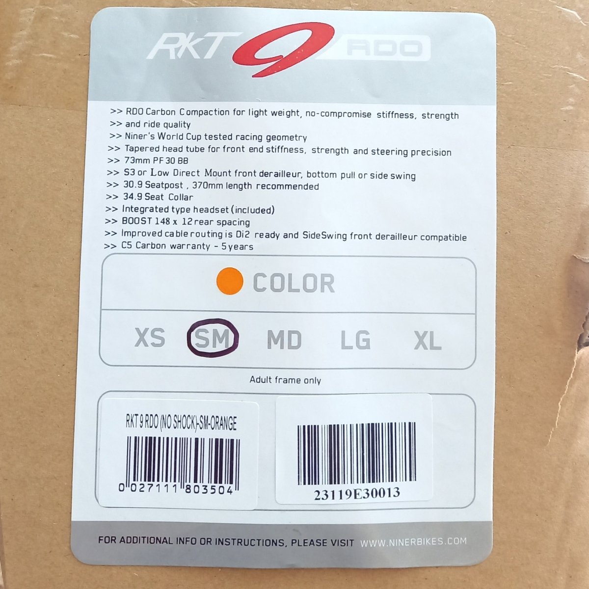 Niner Trail Rahmen RKT 9 RDO orange (Größe S) - RAAAD.de