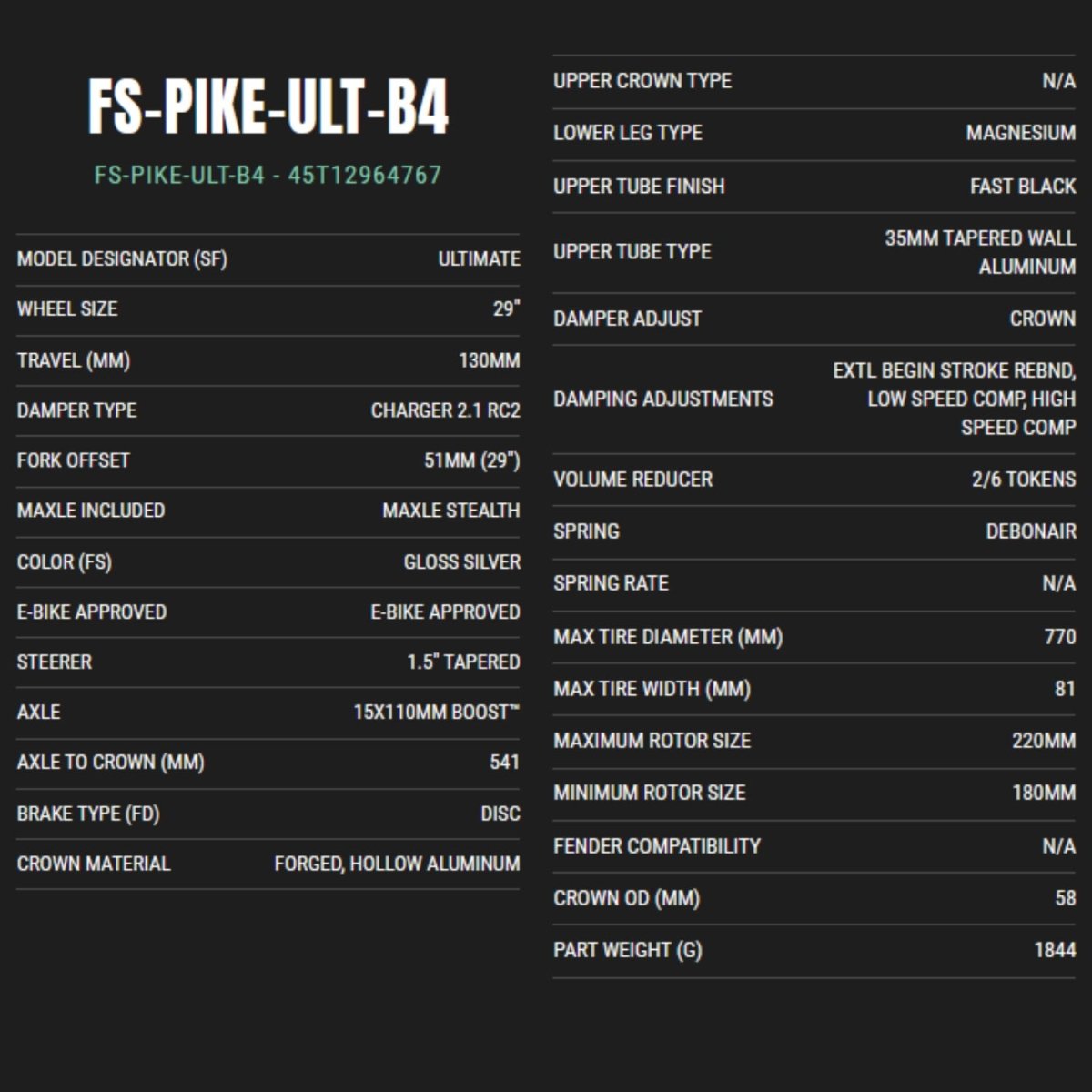 RockShox Pike Ultimate RC2 130 mm 29 Zoll Federgabel Boost silber - RAAAD.de